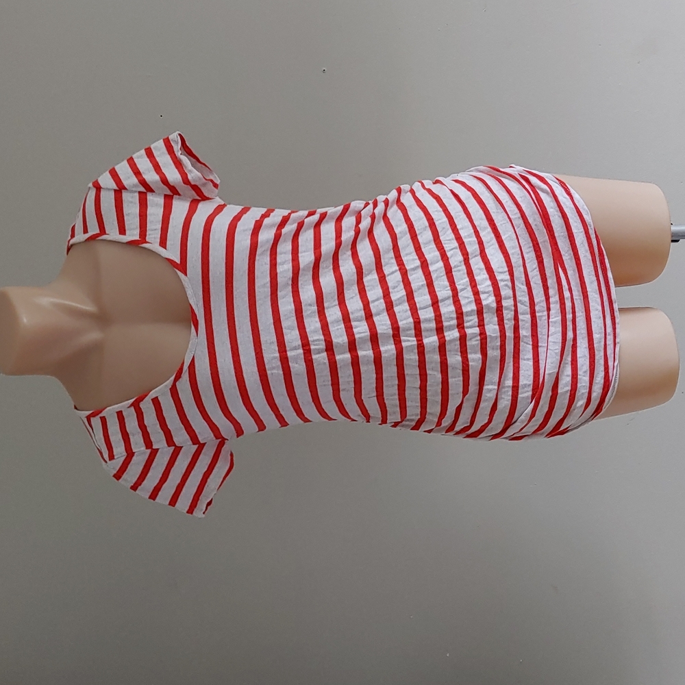 Motherhood orange cream off white stripe maternity shirt rouged sides